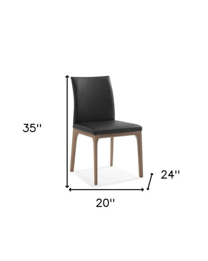Set of Two Black and Brown Upholstered Faux Leather Dining Side Chairs HomeRoots