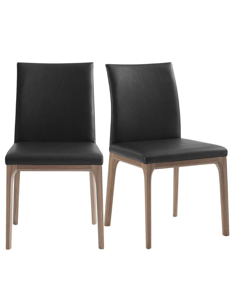Set of Two Black and Brown Upholstered Faux Leather Dining Side Chairs HomeRoots