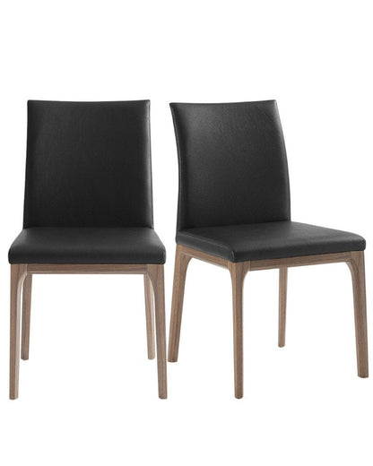 Set of Two Black and Brown Upholstered Faux Leather Dining Side Chairs HomeRoots