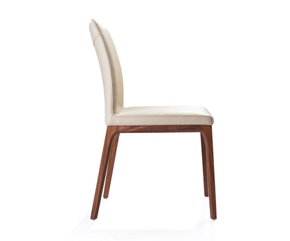 Set of Two Taupe and Brown Upholstered Faux Leather Dining Side Chairs HomeRoots