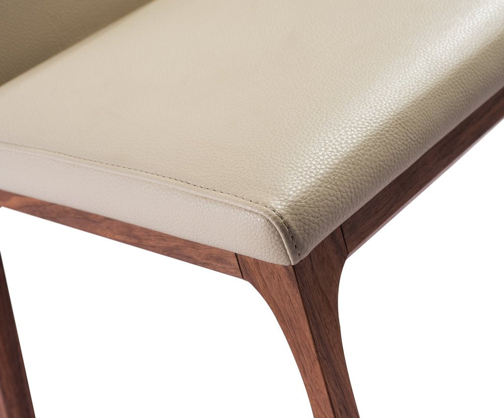 Set of Two Taupe and Brown Upholstered Faux Leather Dining Side Chairs HomeRoots