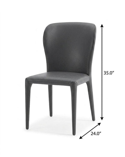 Set of Two Gray Upholstered Faux Leather Dining Side Chairs HomeRoots