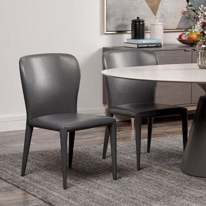 Set of Two Gray Upholstered Faux Leather Dining Side Chairs HomeRoots