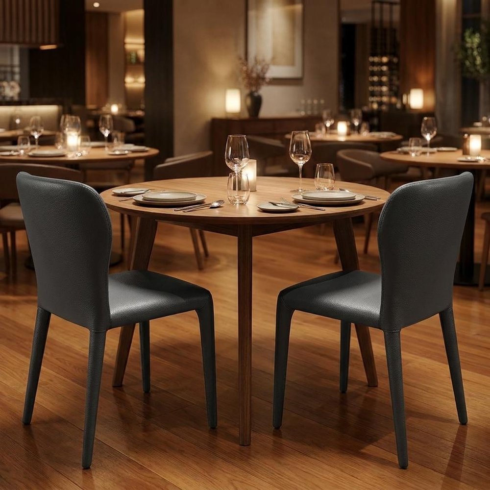 Set of Two Gray Upholstered Faux Leather Dining Side Chairs HomeRoots