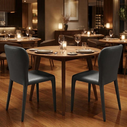 Set of Two Gray Upholstered Faux Leather Dining Side Chairs HomeRoots
