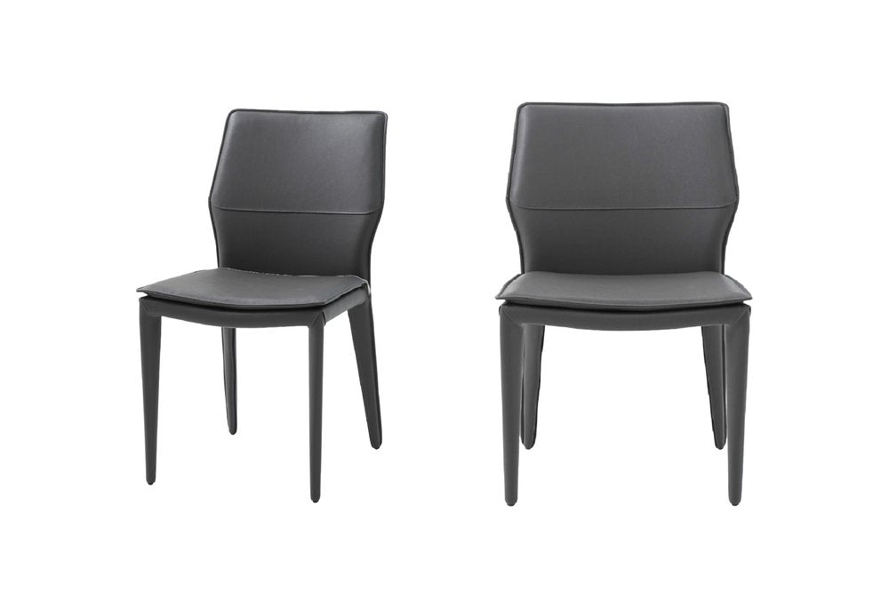 Set of Two Gray Slipcovered Upholstered Faux Leather Dining Side Chairs HomeRoots