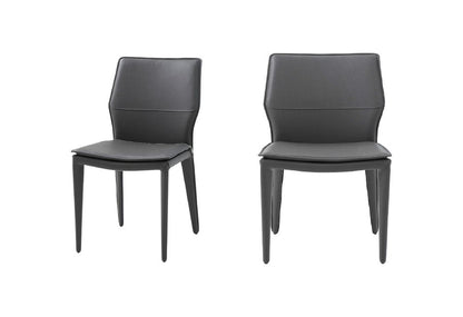 Set of Two Gray Slipcovered Upholstered Faux Leather Dining Side Chairs HomeRoots
