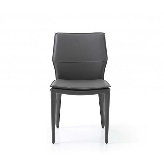 Set of Two Gray Slipcovered Upholstered Faux Leather Dining Side Chairs HomeRoots