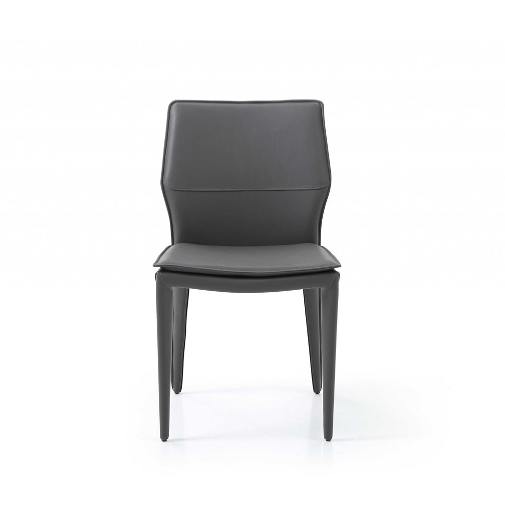 Set of Two Gray Slipcovered Upholstered Faux Leather Dining Side Chairs HomeRoots