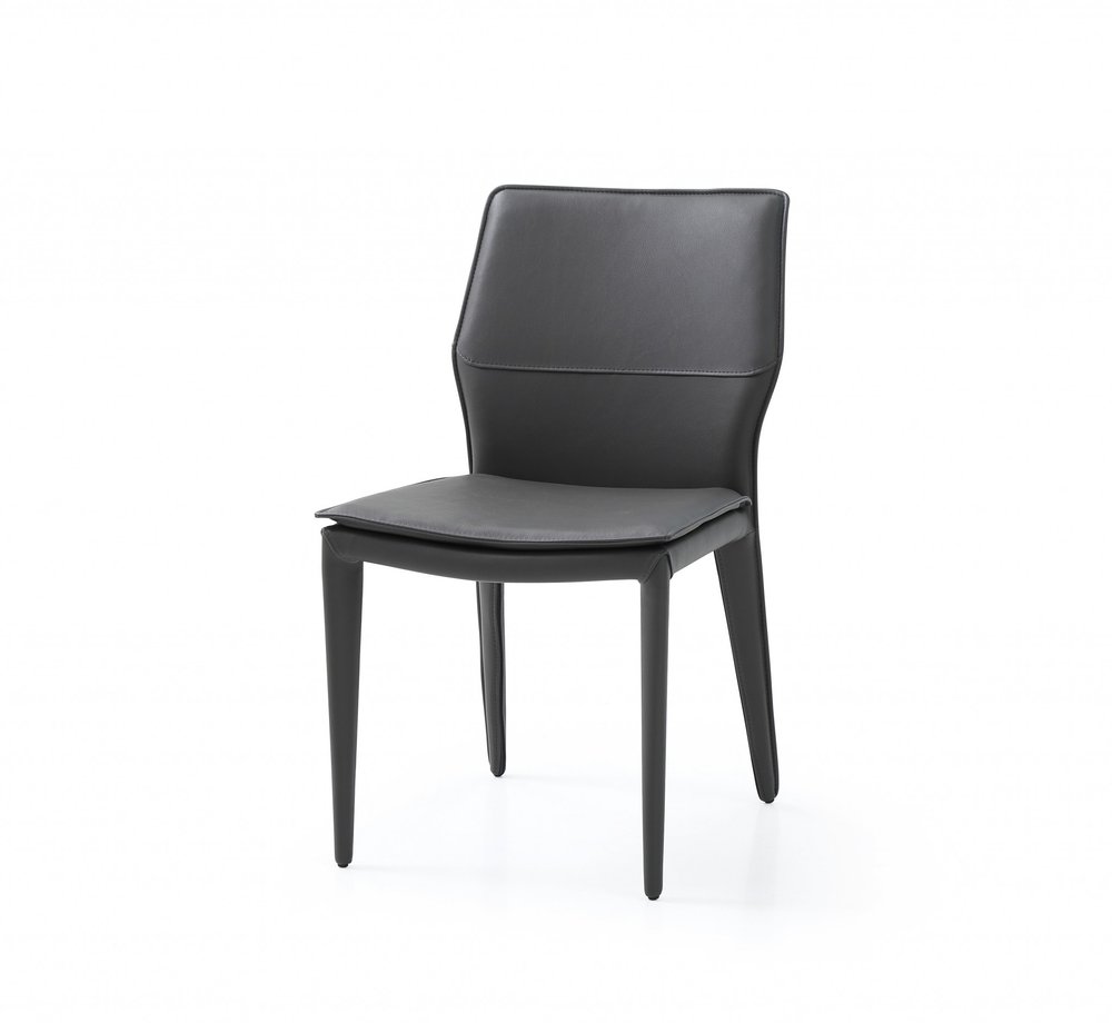 Set of Two Gray Slipcovered Upholstered Faux Leather Dining Side Chairs HomeRoots