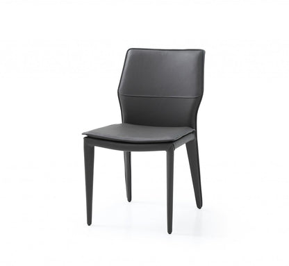 Set of Two Gray Slipcovered Upholstered Faux Leather Dining Side Chairs HomeRoots