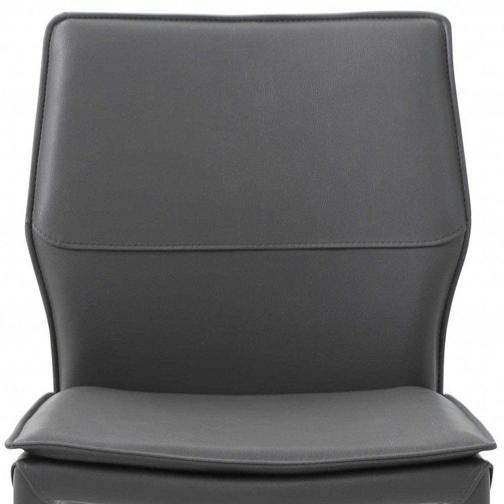 Set of Two Gray Slipcovered Upholstered Faux Leather Dining Side Chairs HomeRoots