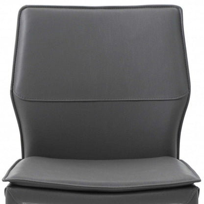 Set of Two Gray Slipcovered Upholstered Faux Leather Dining Side Chairs HomeRoots