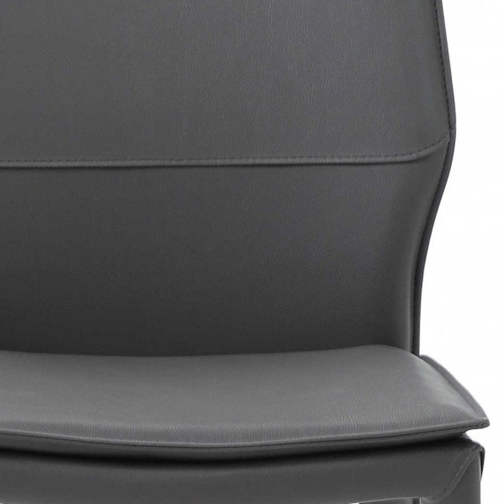 Set of Two Gray Slipcovered Upholstered Faux Leather Dining Side Chairs HomeRoots