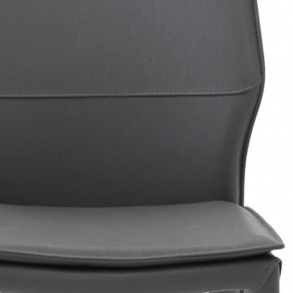Set of Two Gray Slipcovered Upholstered Faux Leather Dining Side Chairs HomeRoots