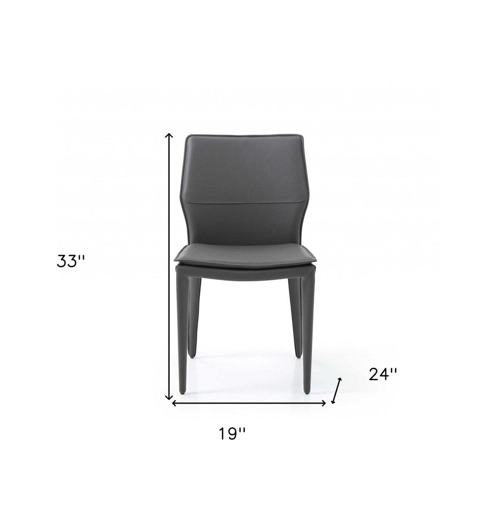 Set of Two Gray Slipcovered Upholstered Faux Leather Dining Side Chairs HomeRoots