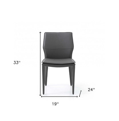 Set of Two Gray Slipcovered Upholstered Faux Leather Dining Side Chairs HomeRoots