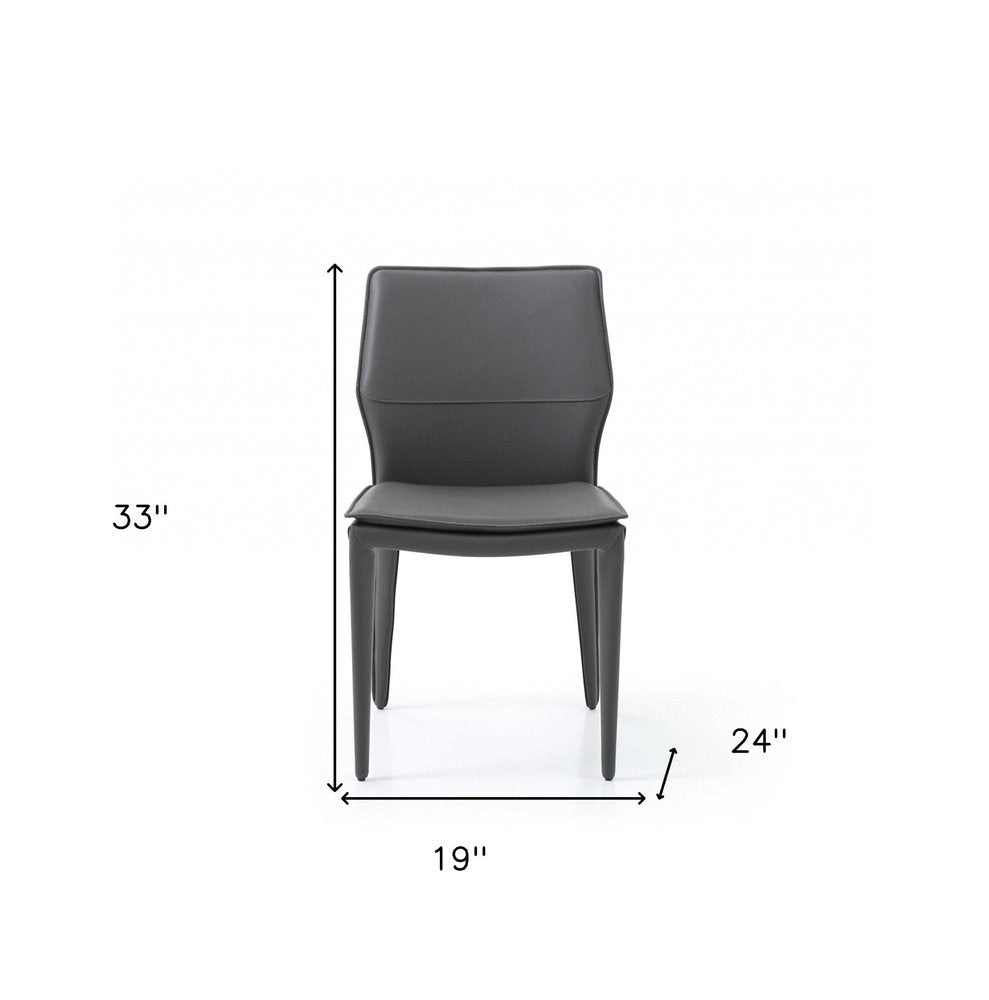 Set of Two Gray Slipcovered Upholstered Faux Leather Dining Side Chairs HomeRoots