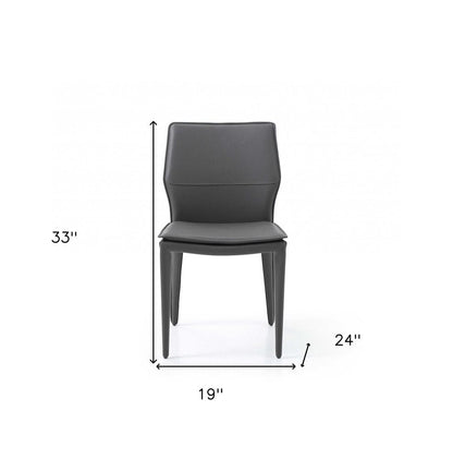 Set of Two Gray Slipcovered Upholstered Faux Leather Dining Side Chairs HomeRoots