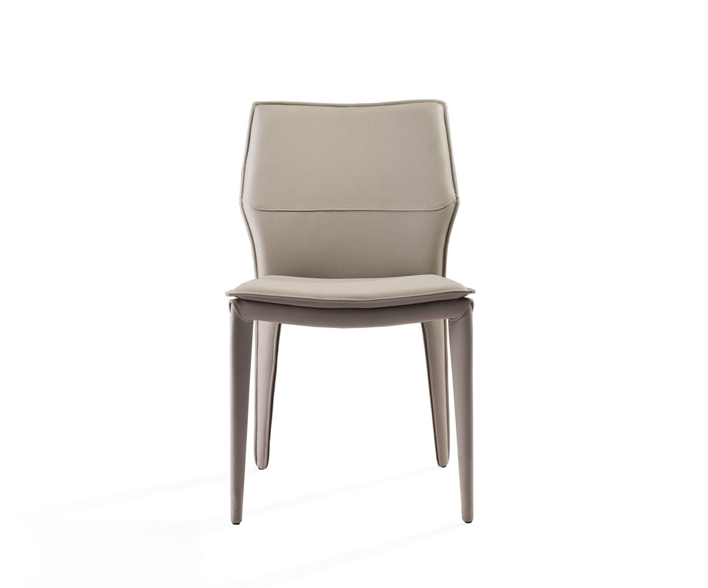 Set of Two Taupe Upholstered Faux Leather Dining Side Chairs HomeRoots