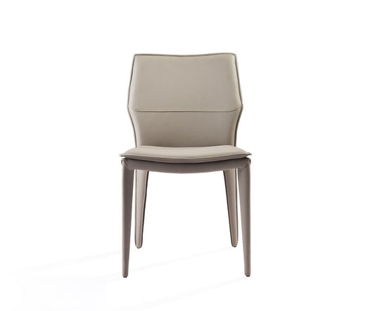 Set of Two Taupe Upholstered Faux Leather Dining Side Chairs HomeRoots
