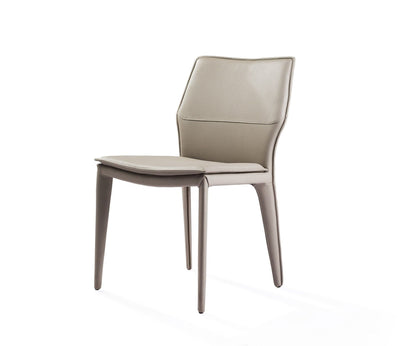 Set of Two Taupe Upholstered Faux Leather Dining Side Chairs HomeRoots