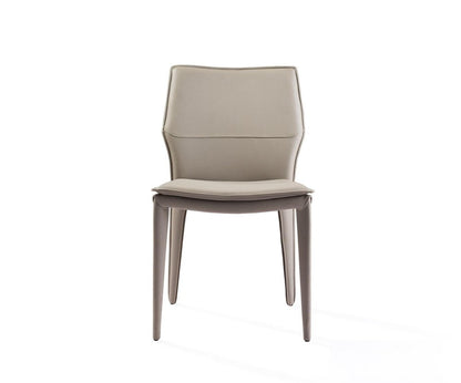Set of Two Taupe Upholstered Faux Leather Dining Side Chairs HomeRoots