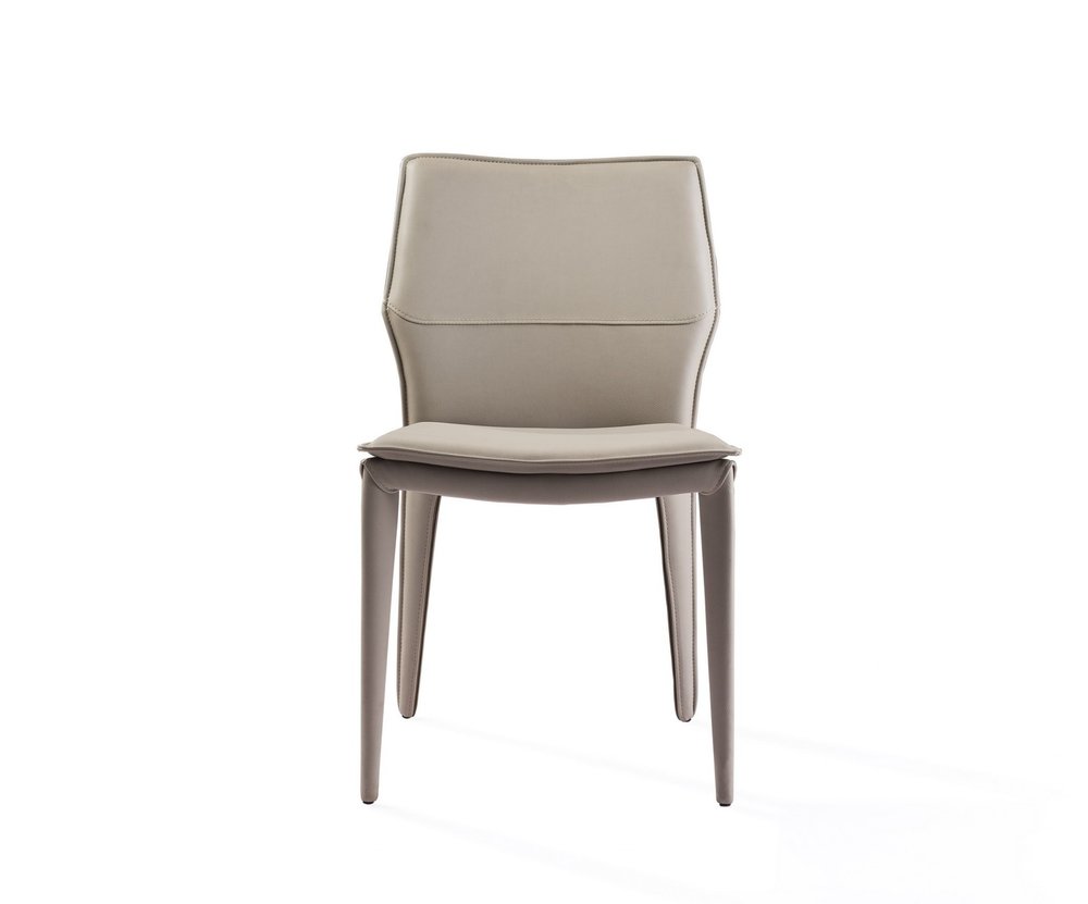 Set of Two Taupe Upholstered Faux Leather Dining Side Chairs HomeRoots