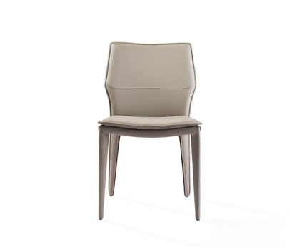 Set of Two Taupe Upholstered Faux Leather Dining Side Chairs HomeRoots