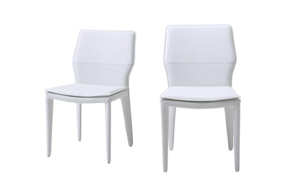 Set of Two White Slipcovered Upholstered Faux Leather Dining Side Chairs HomeRoots