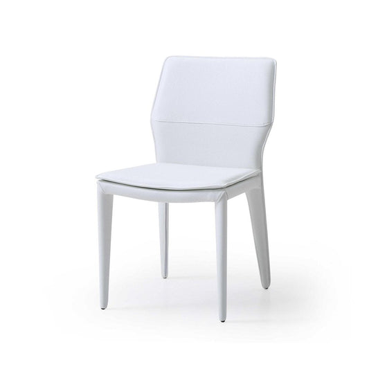 Set of Two White Slipcovered Upholstered Faux Leather Dining Side Chairs HomeRoots