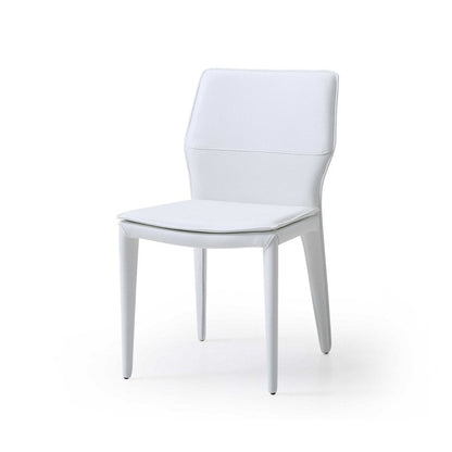 Set of Two White Slipcovered Upholstered Faux Leather Dining Side Chairs HomeRoots