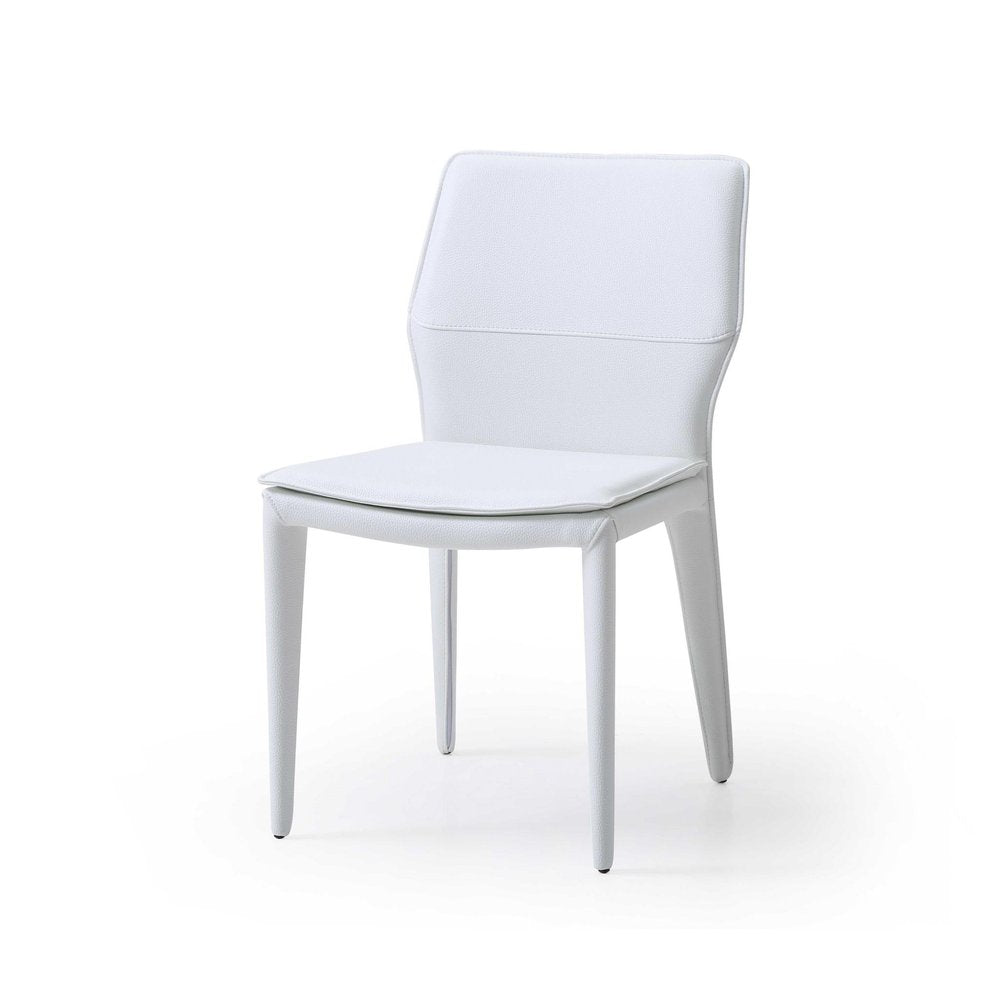 Set of Two White Slipcovered Upholstered Faux Leather Dining Side Chairs HomeRoots
