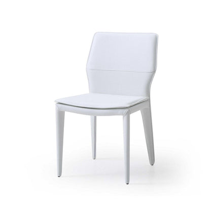 Set of Two White Slipcovered Upholstered Faux Leather Dining Side Chairs HomeRoots
