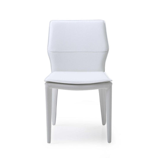 Set of Two White Slipcovered Upholstered Faux Leather Dining Side Chairs HomeRoots