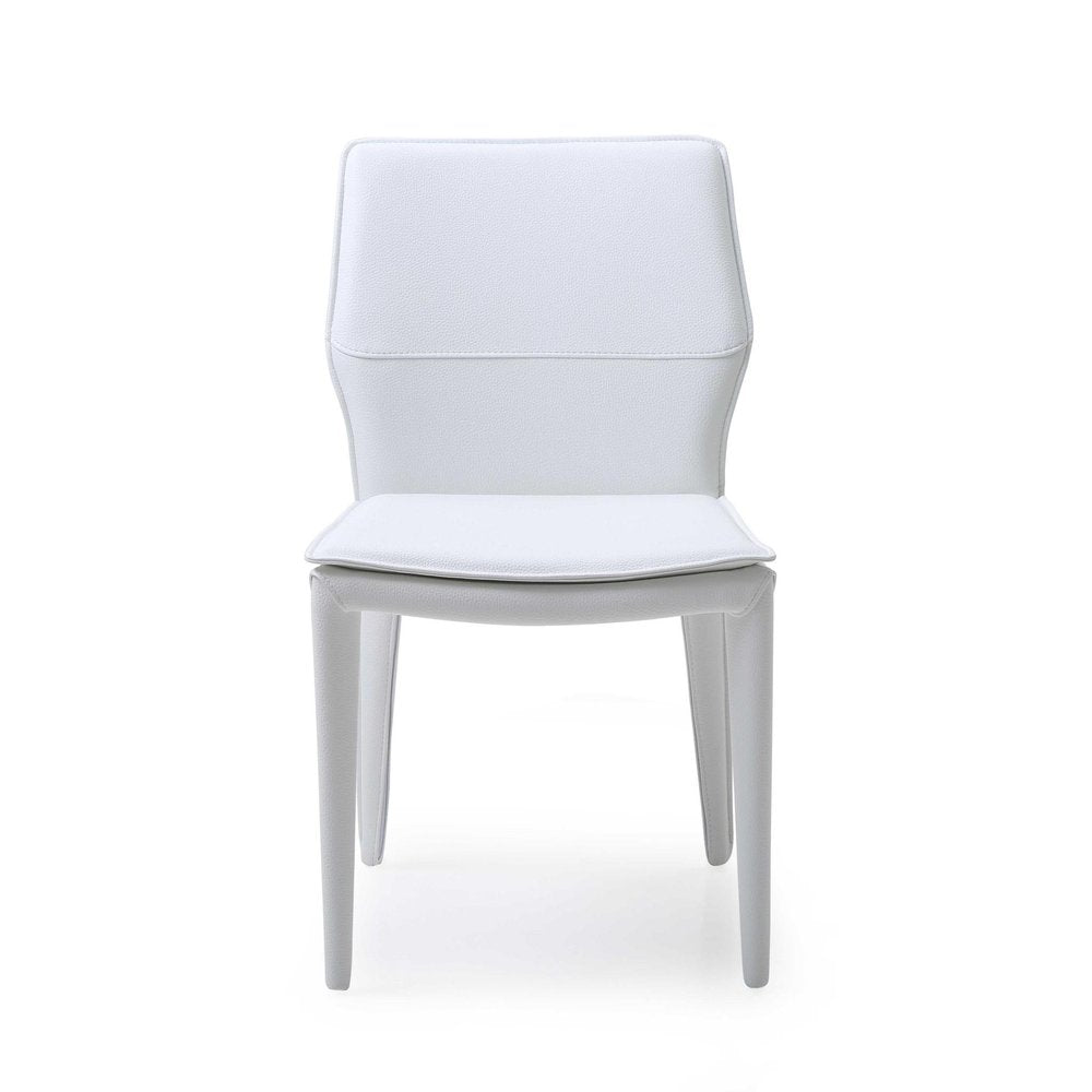 Set of Two White Slipcovered Upholstered Faux Leather Dining Side Chairs HomeRoots