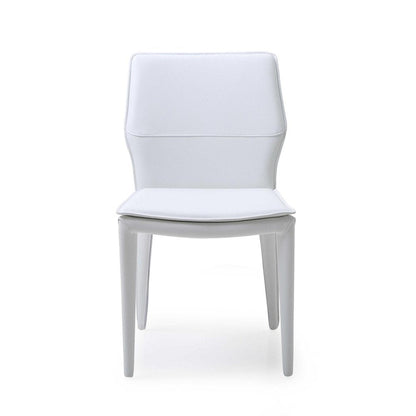 Set of Two White Slipcovered Upholstered Faux Leather Dining Side Chairs HomeRoots