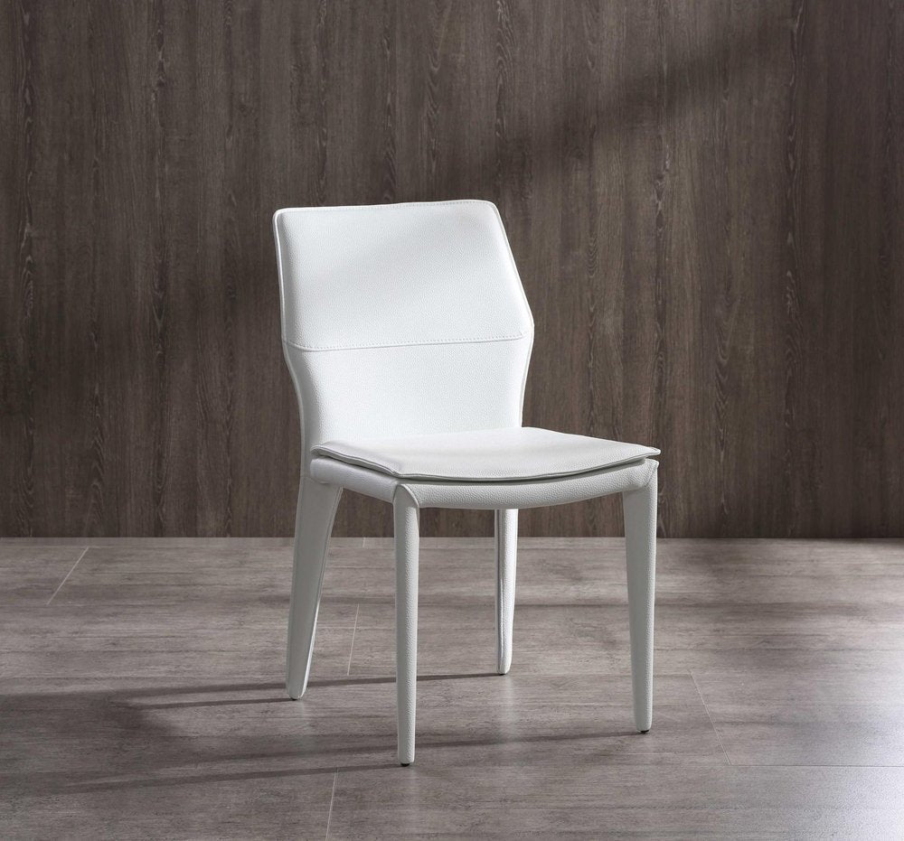 Set of Two White Slipcovered Upholstered Faux Leather Dining Side Chairs HomeRoots