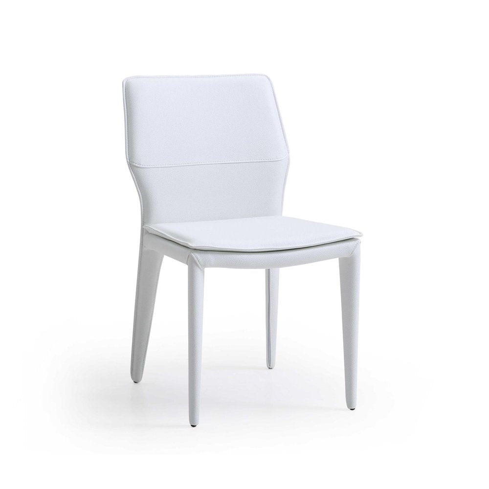 Set of Two White Slipcovered Upholstered Faux Leather Dining Side Chairs HomeRoots