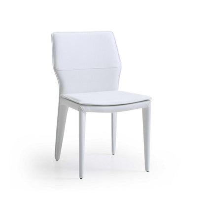 Set of Two White Slipcovered Upholstered Faux Leather Dining Side Chairs HomeRoots
