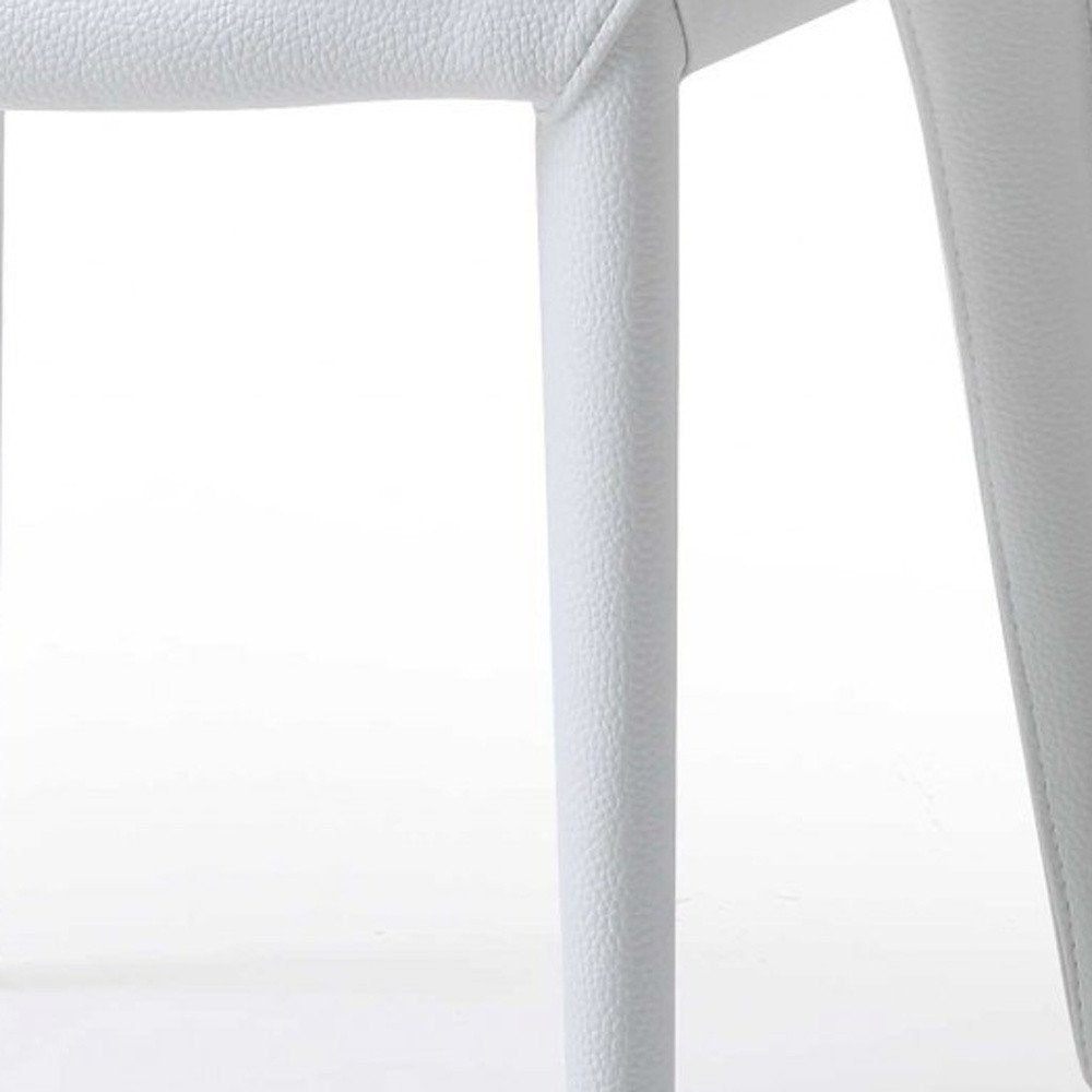 Set of Two White Slipcovered Upholstered Faux Leather Dining Side Chairs HomeRoots
