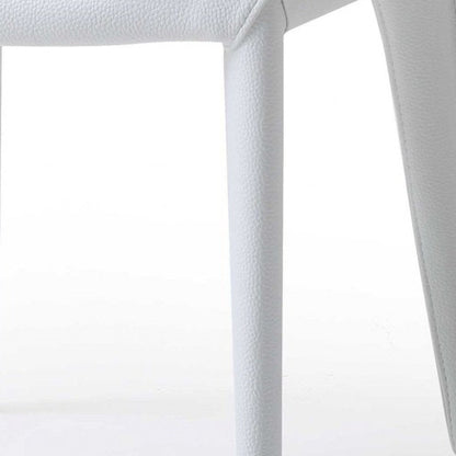Set of Two White Slipcovered Upholstered Faux Leather Dining Side Chairs HomeRoots