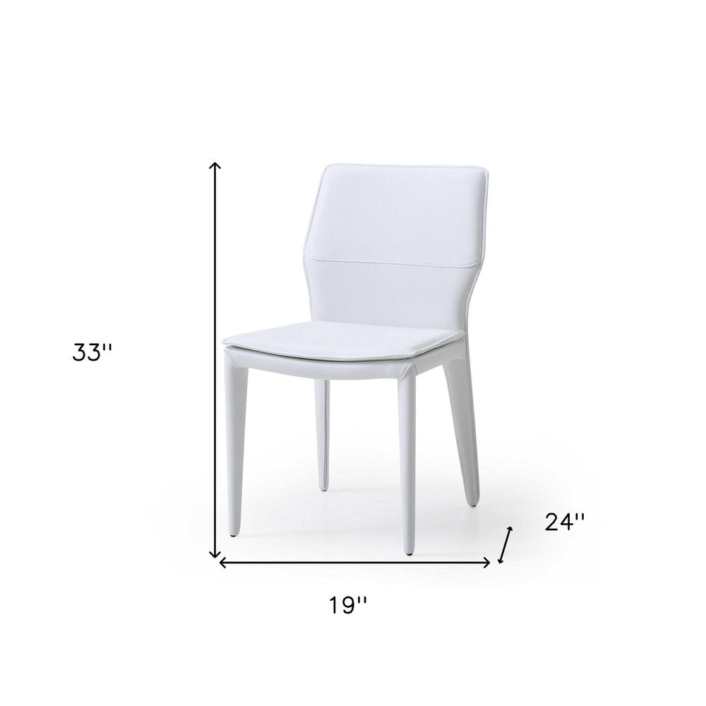 Set of Two White Slipcovered Upholstered Faux Leather Dining Side Chairs HomeRoots