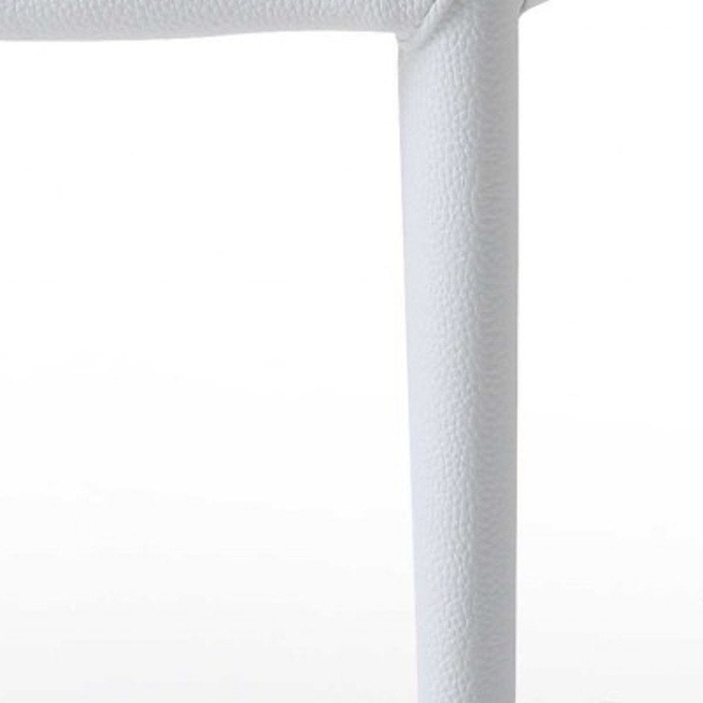 Set of Two White Slipcovered Upholstered Faux Leather Dining Side Chairs HomeRoots
