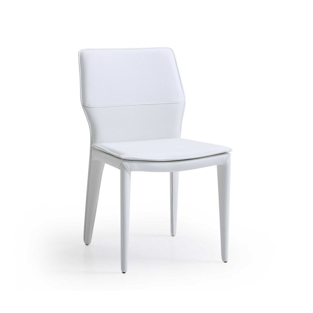 Set of Two White Slipcovered Upholstered Faux Leather Dining Side Chairs HomeRoots