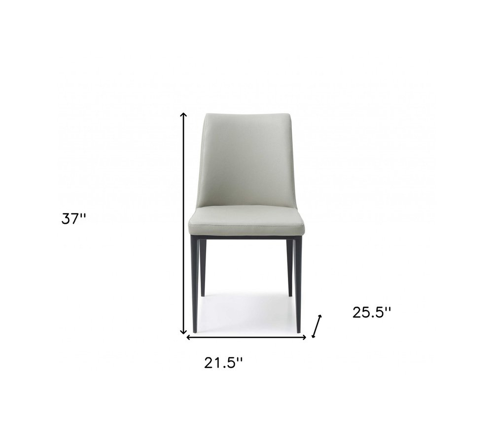 Set of Two Gray and Black Upholstered Faux Leather Dining Side Chairs HomeRoots