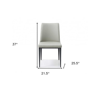 Set of Two Gray and Black Upholstered Faux Leather Dining Side Chairs HomeRoots