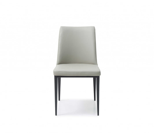 Set of Two Gray and Black Upholstered Faux Leather Dining Side Chairs HomeRoots