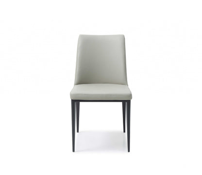 Set of Two Gray and Black Upholstered Faux Leather Dining Side Chairs HomeRoots