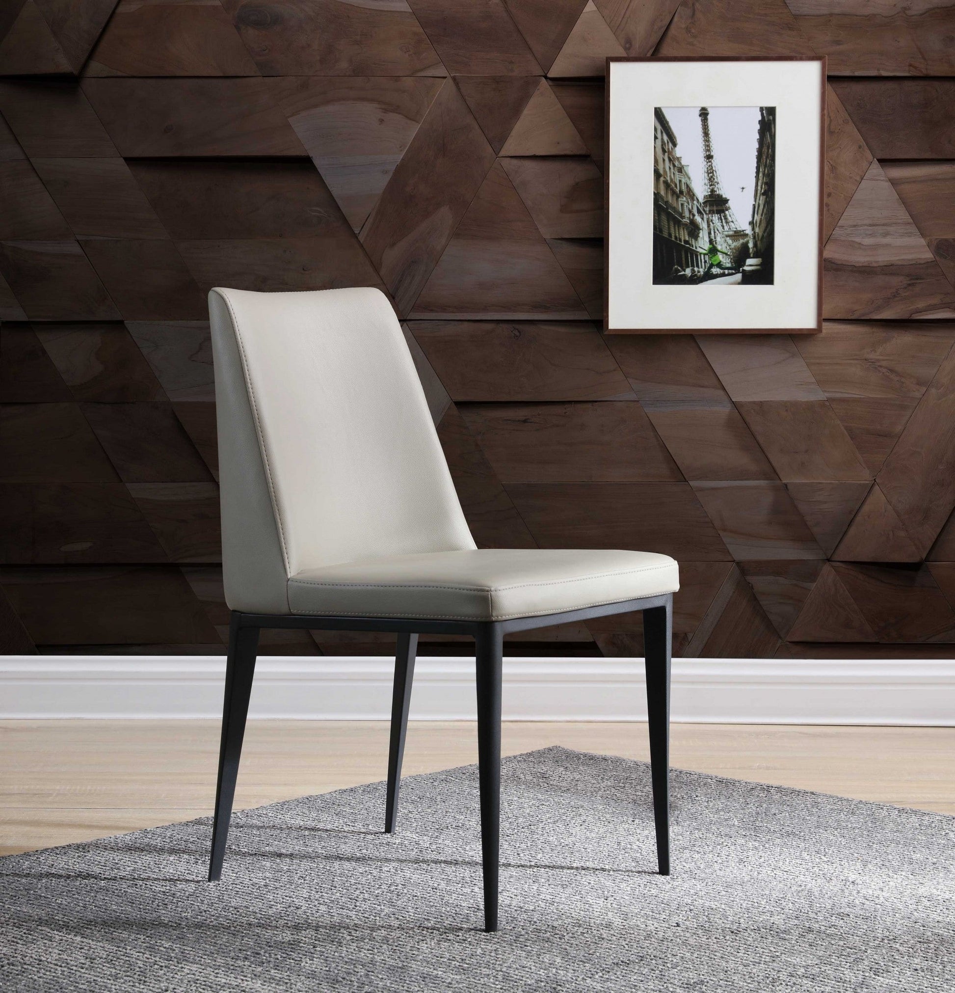 Set of Two Gray and Black Upholstered Faux Leather Dining Side Chairs HomeRoots